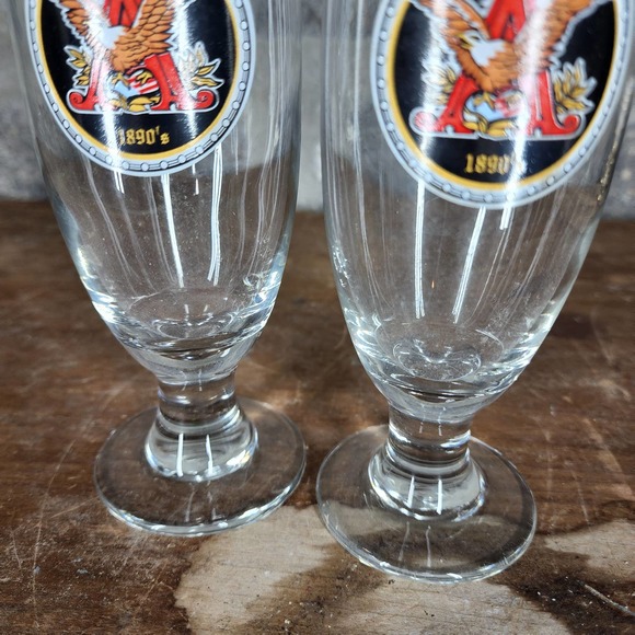 ANHEUSER BUSCH set of 2 glass beer pilsners draft 1890's BUDWEISER - Picture 3 of 5